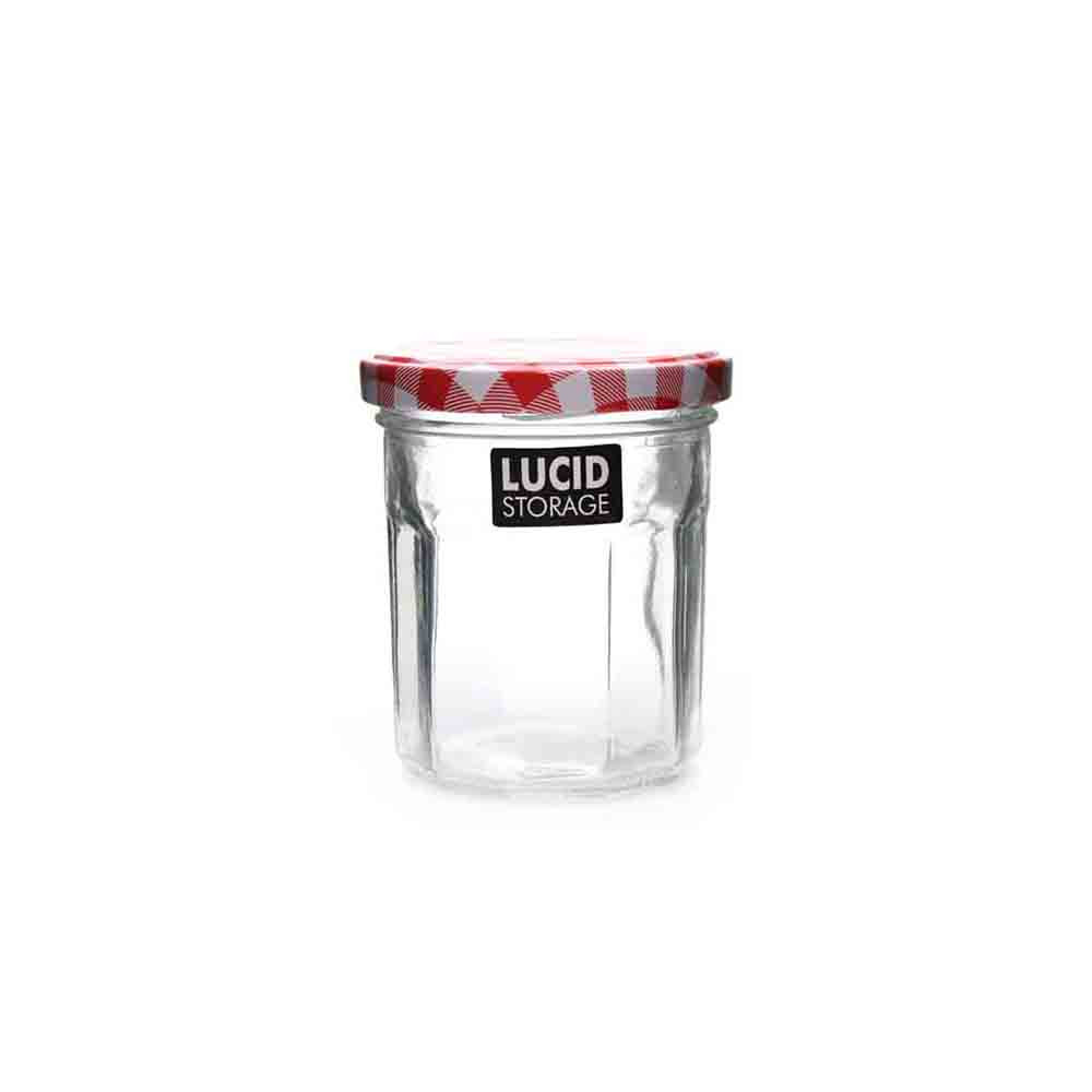 Glass JarCheckerLid200ml7.4x8.5cm(48/48)