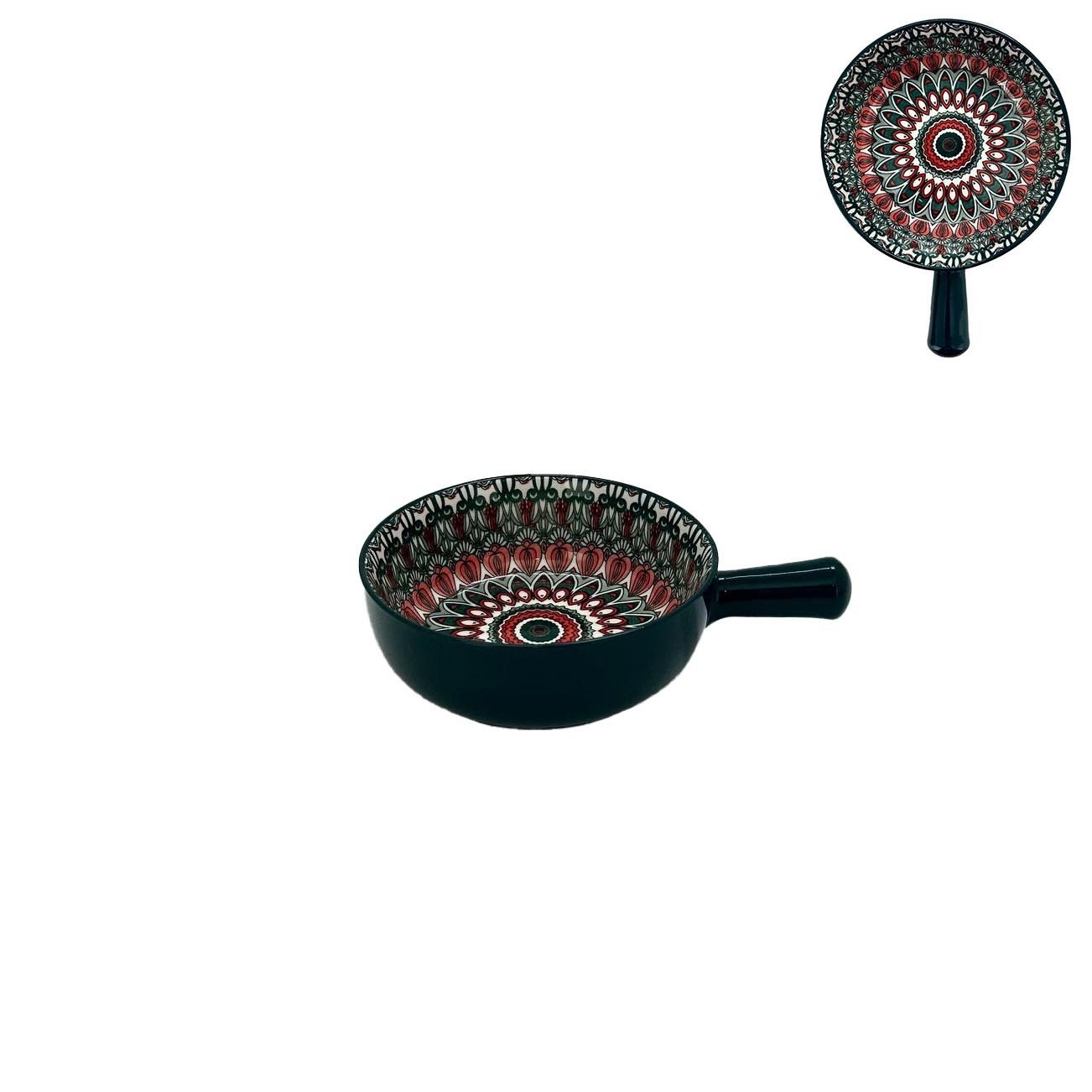 Turkish Style 8InchHandBowlGrnRed(6/24)