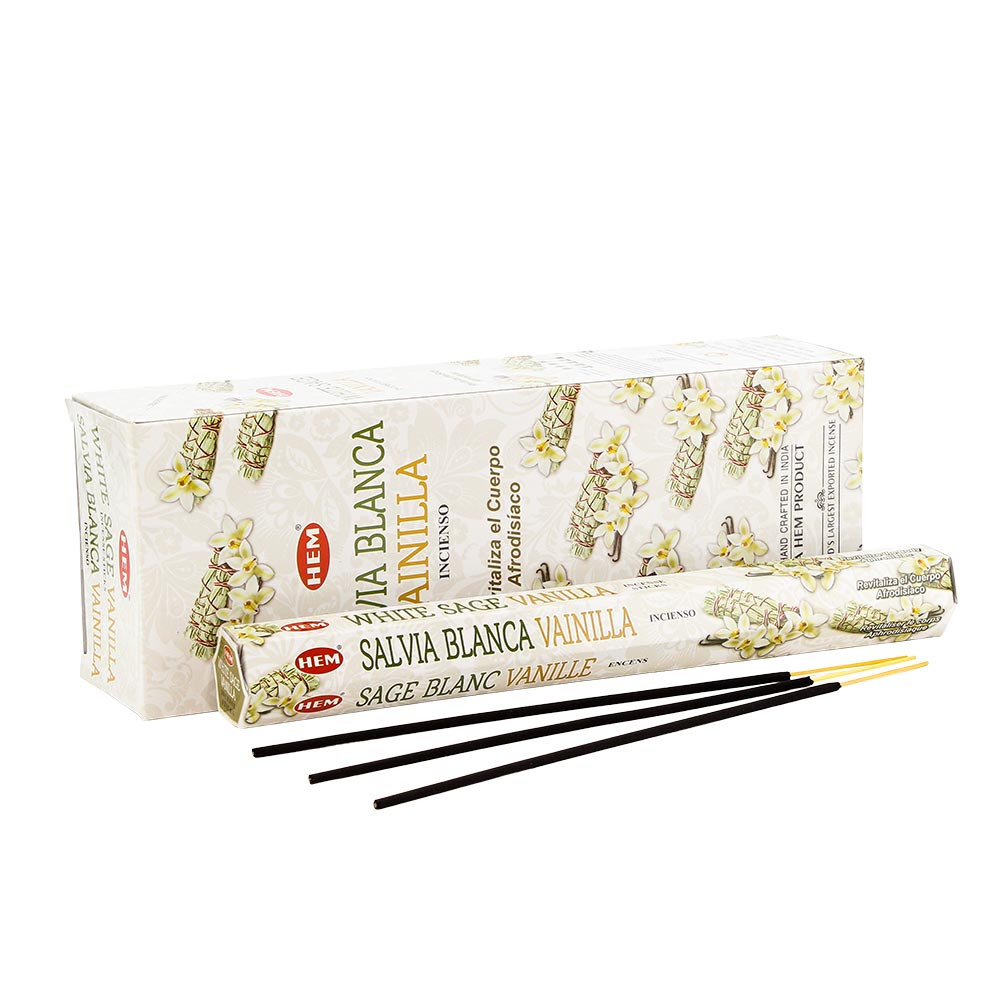 HEM Hexag WhtSageVinillaIncense15gms-S/6