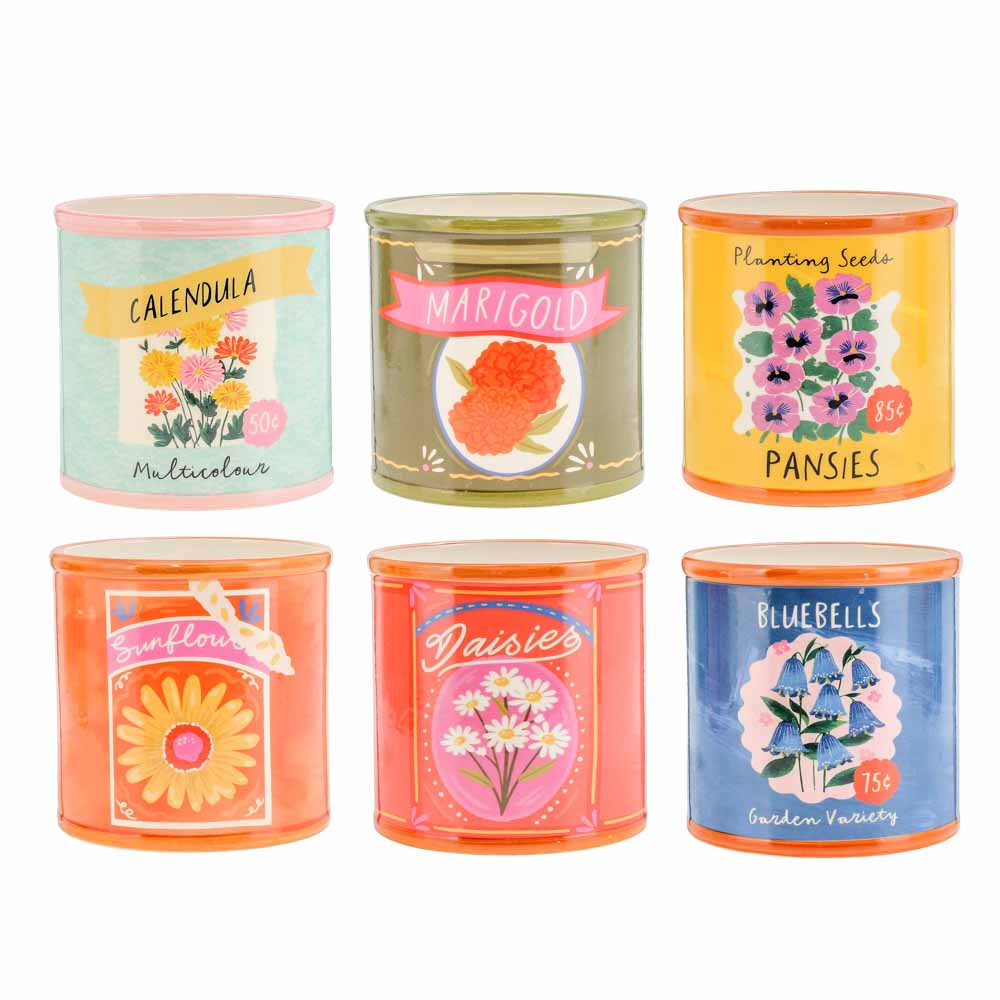 Pots Round Flower 13x13cmH Mixed (6/12)