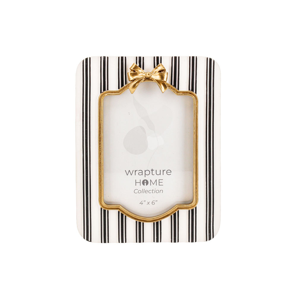 Photo Frame w/Stripes 4x6 Inch-Wht(6/24)