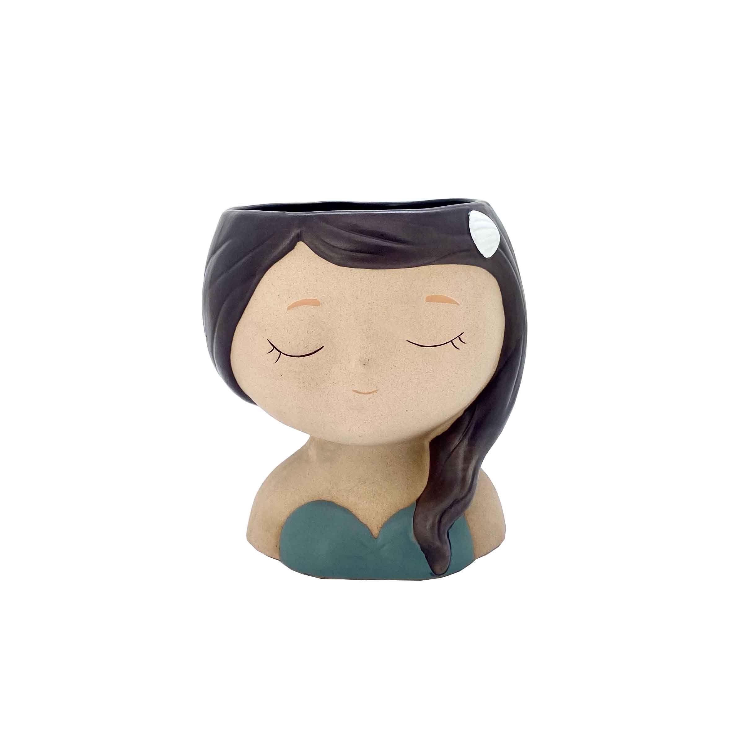 Pot Brunette Girl 15.6x15x16.2 (2/8)