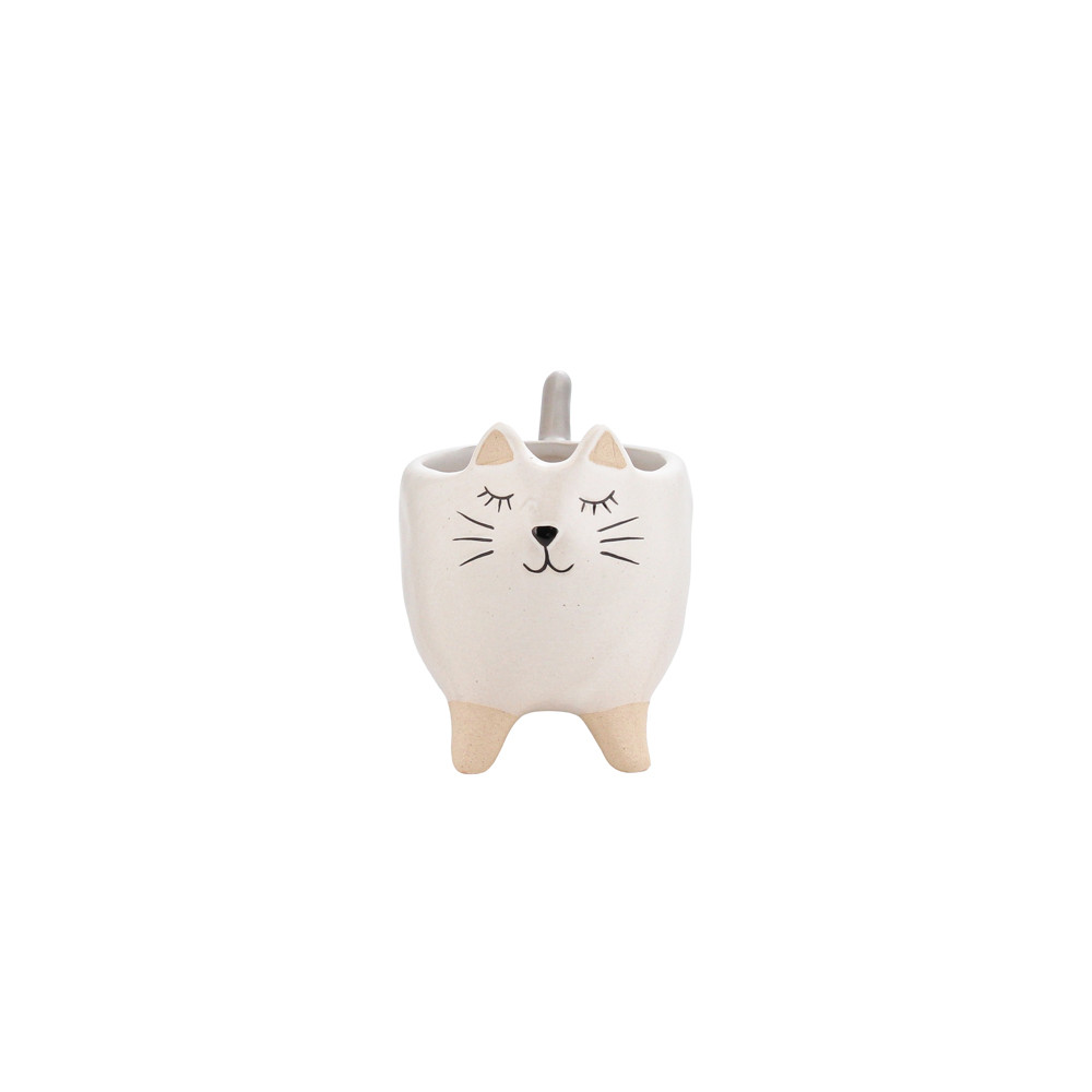 Pot Cat 10.5x8x9.5cm - White (6/24)
