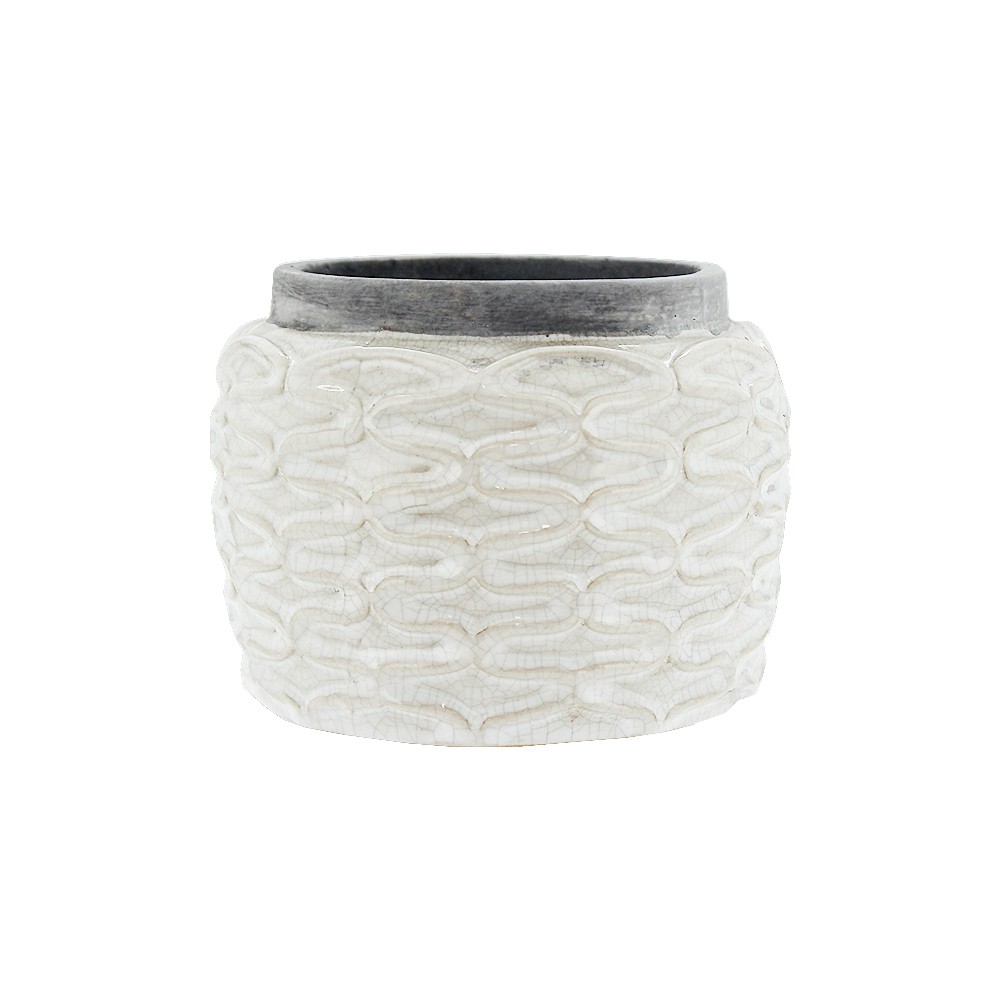 Pot Rd Ceramic 17x13cm - White  (1/6)