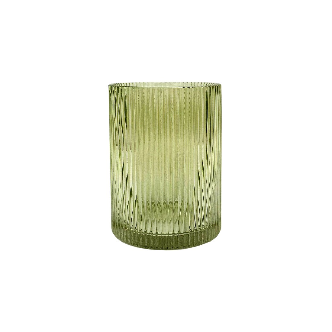 Glass VaseStripeSprayGreen14x10.6cm(1/8)