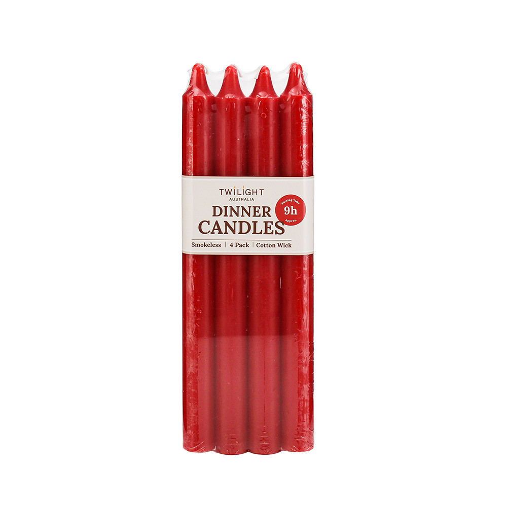 Candle Dinner 10 Inch 4/Pk Lt Red(24/48)