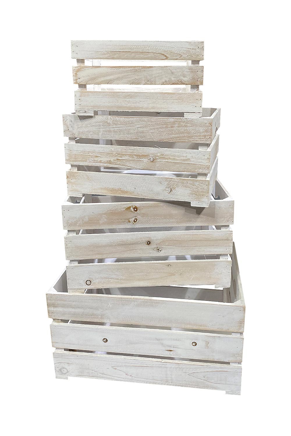 Crate Wooden 28x20.2x13.3cm S/4-Wht(1/3)