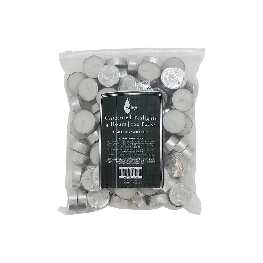 Candle T-Lite 4Hrs100PkPlasticBag(12/12)