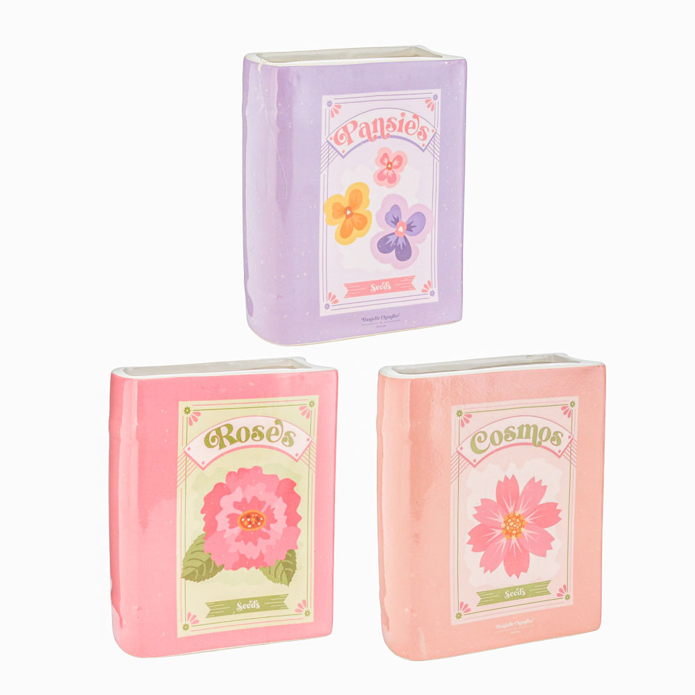 Vase Book w/Flower14.3x5.5X18cmMix(3/18)