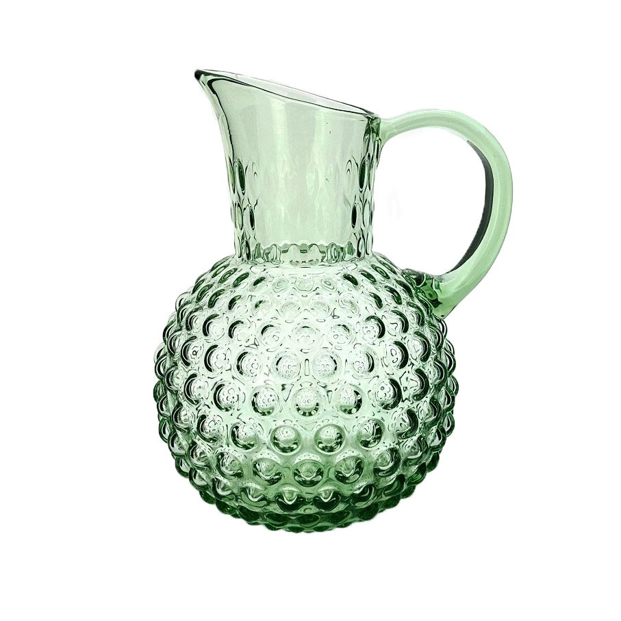 Glass Jug w/Dots Green 21.8x17cm (1/6)