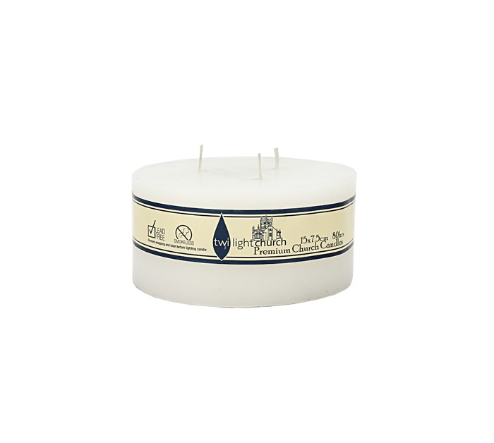 Candle Church 6x3inch 3 Wicks -Wht(4/12)