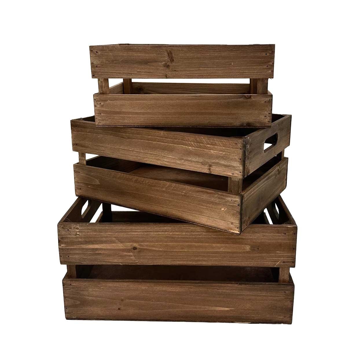 Crate Wooden 41x31x19cm S/3-Brown (1/3)