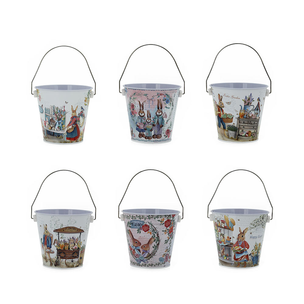 Tin Bucket 13x9x12cm Assorted (72/72)