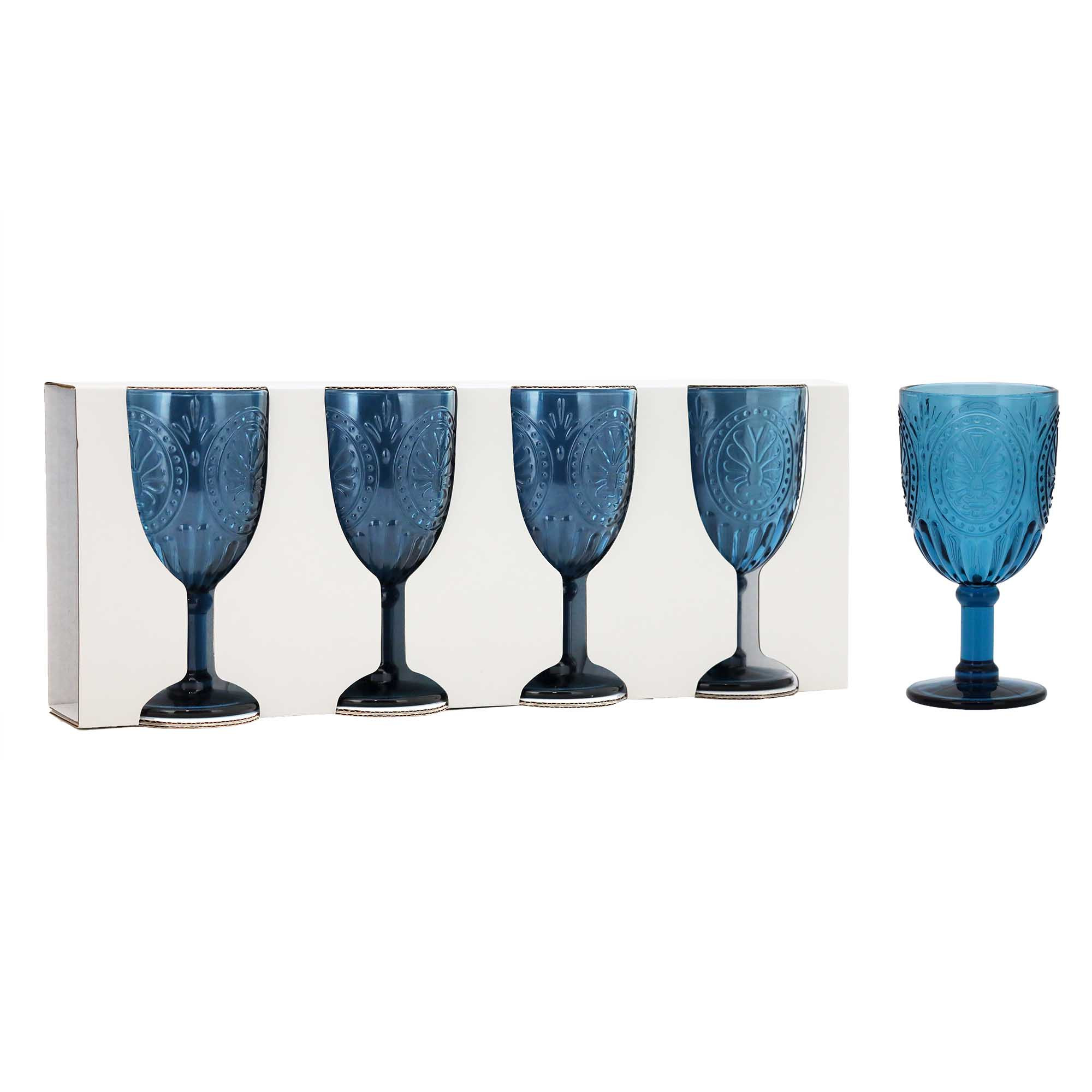 Glass Wine S/4 D8.5x16.6cm-Blue(1/6)