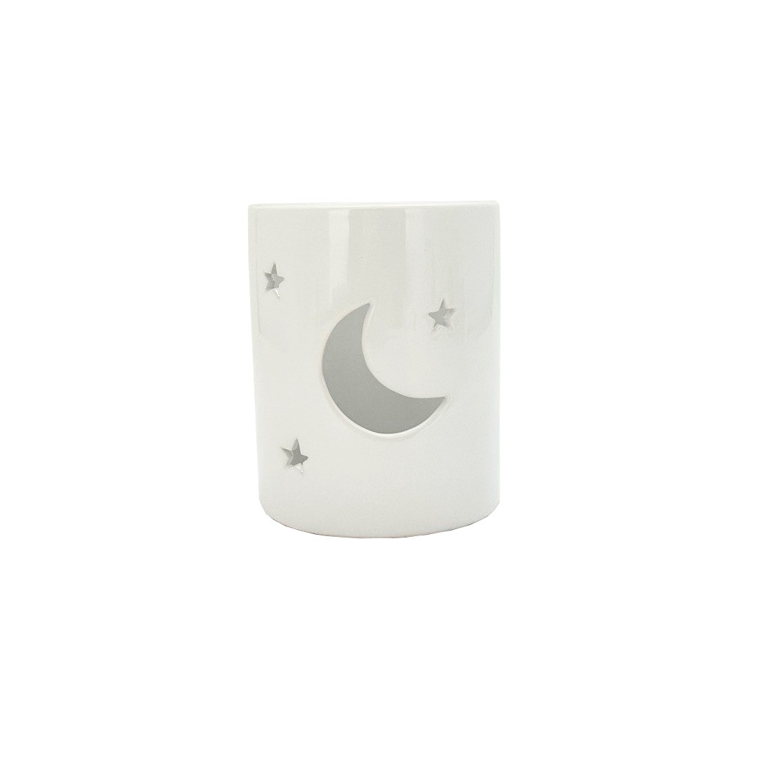 Candle Holder Moon 10x10x12.5cmWht(6/24)
