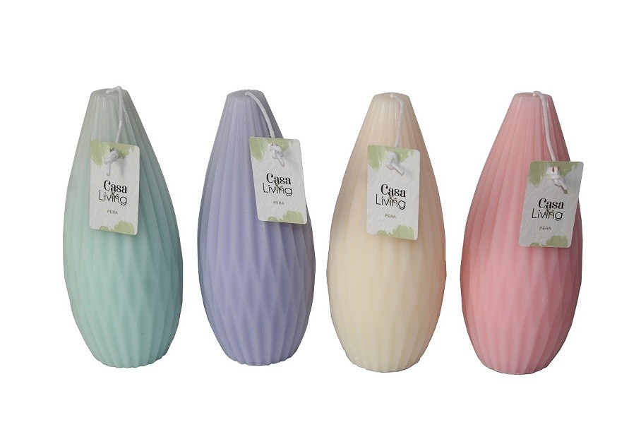 Candle DropShapeSct6.7x15cm4ColAss(8/24)