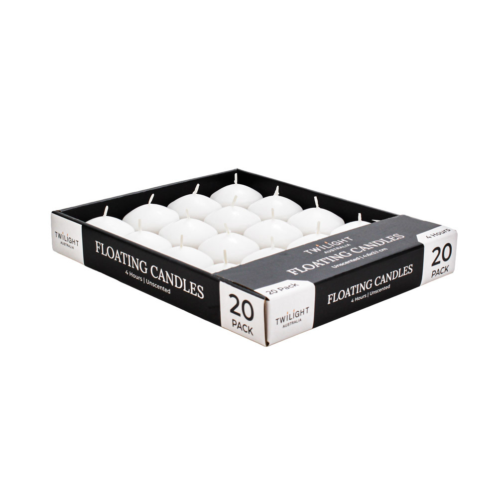 Candle Floating S/20 Pressed-Wht (12/12)