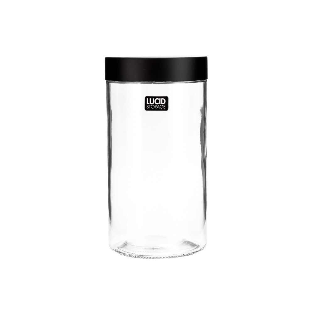 Glass Jarw/Blk Lid 11x11x22cm1.7L(12/12)