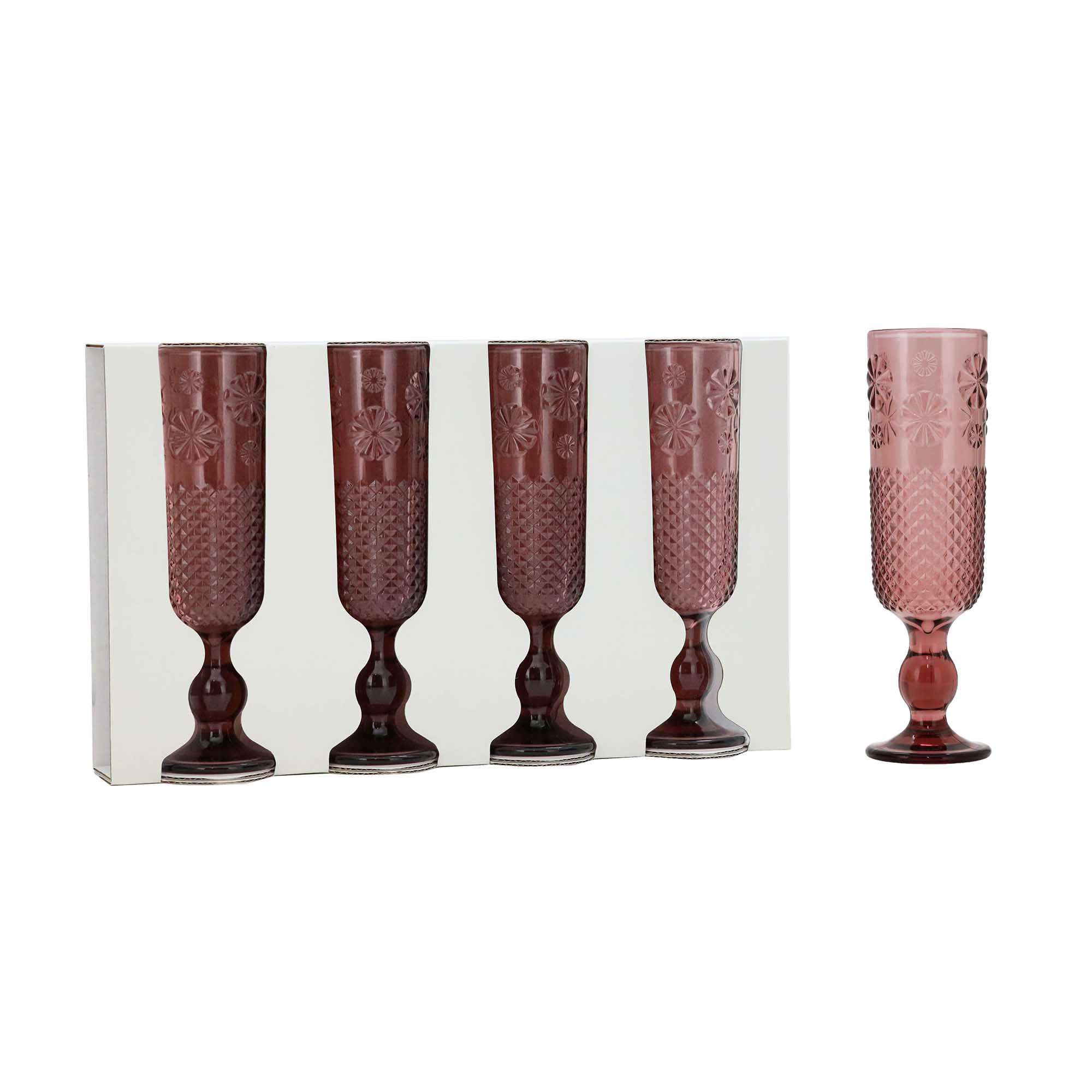 Glass Champagne S/4 D6xH20cm Purple(1/6)