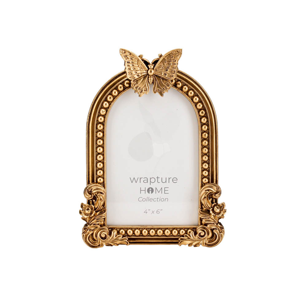 Photo Frame w/Butterfly4x6InchGold(6/24)