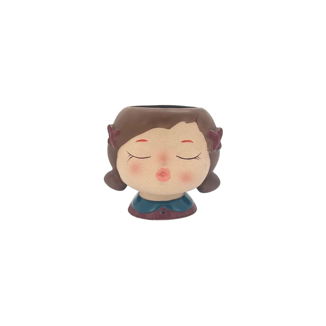 Pot Girl Head 12.9x11.6x11.8cm-Red(6/24)