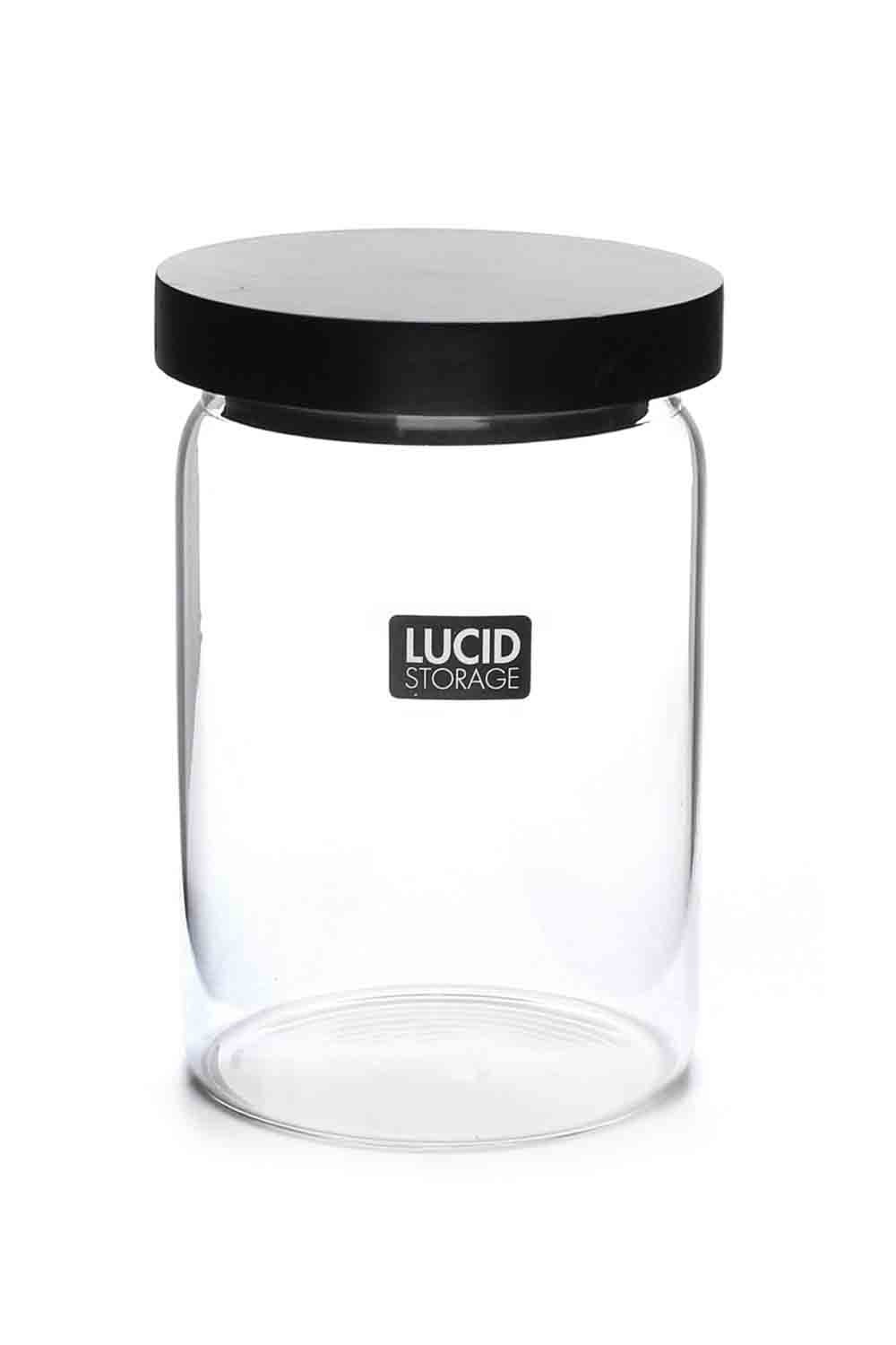 Glass Jar Blk Lid 930ml 10x15.3cm(24/24)