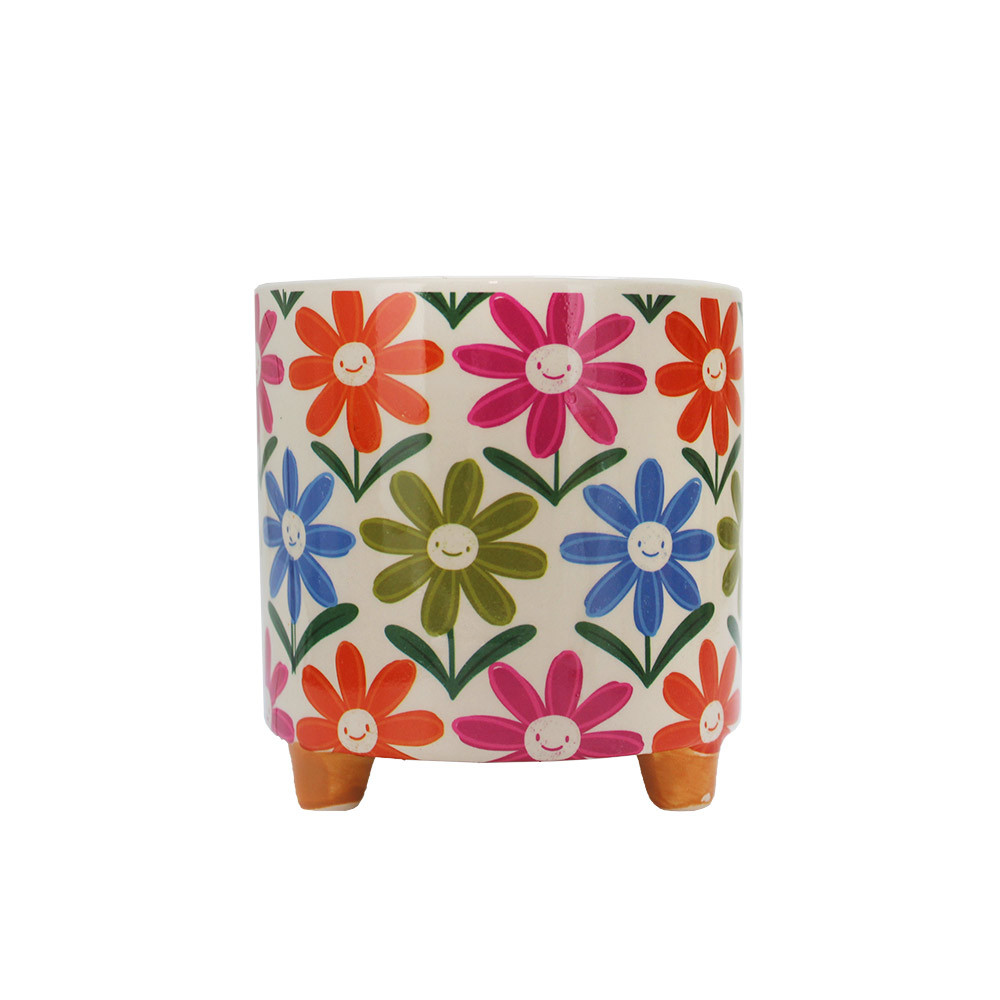 Pot W/Flowers Print 10.5x10.5x11cm(1/12)