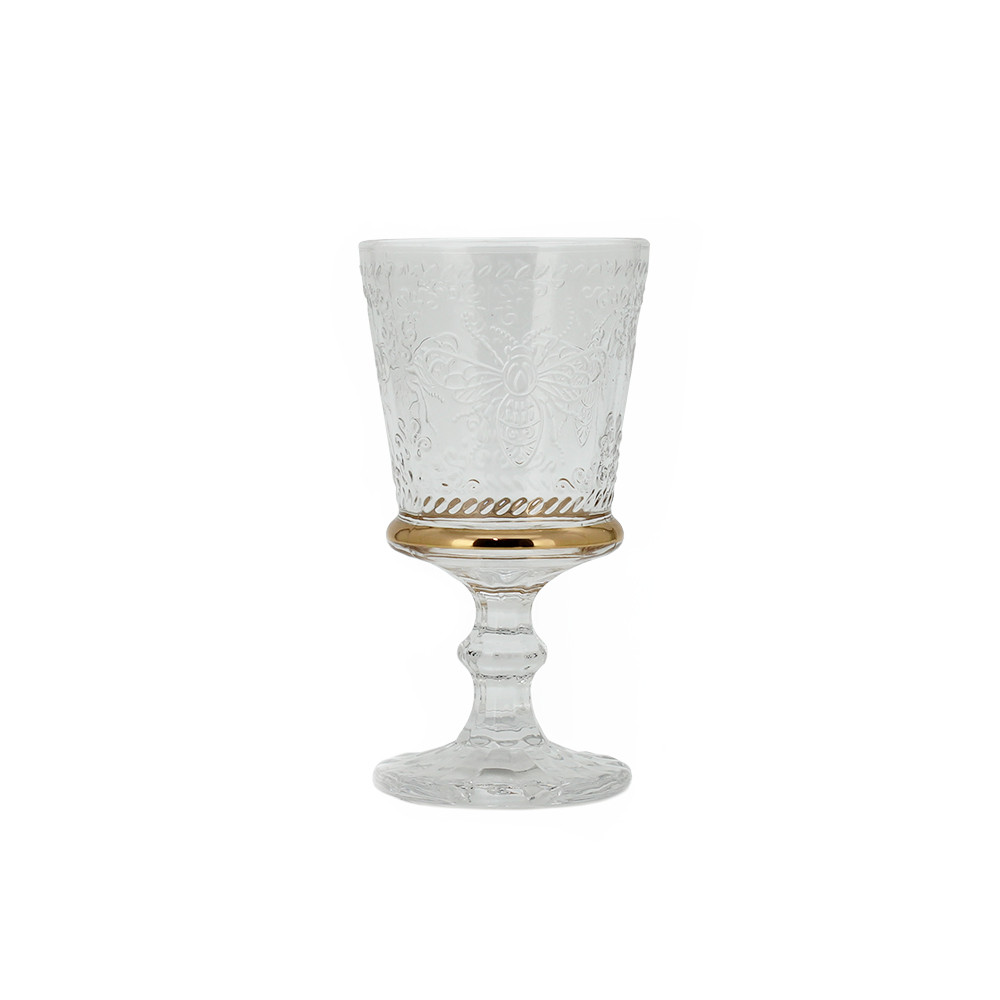 Glass Wine Bee D8.3x16cm Gold Rim (6/24)