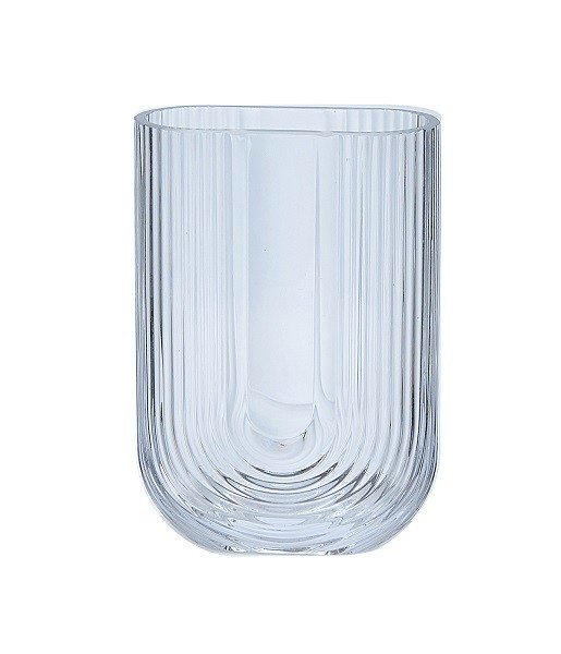Glass Vase UShapeRibbed13x6x18.5cm(1/12)