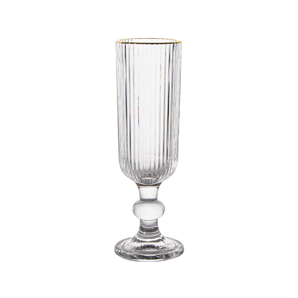GlassChampagneGoldRim18x6cmClear(4/24)