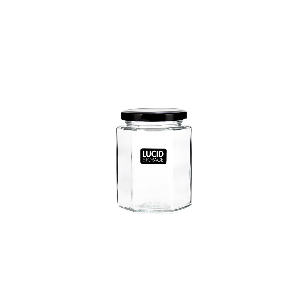 Glass Jar Hex w/Lid7.5x7x10cm280ml(6/48)