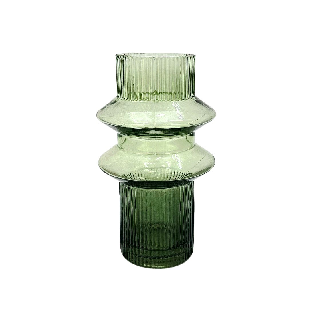 Glass VaseStripeSprayGreen20.5x12cm(1/8)