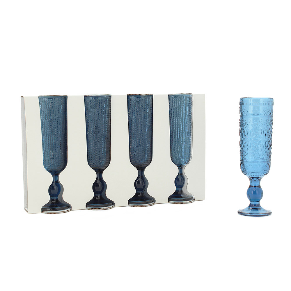 Glass Champagne S/4 D6x20cm-Blue (1/6)