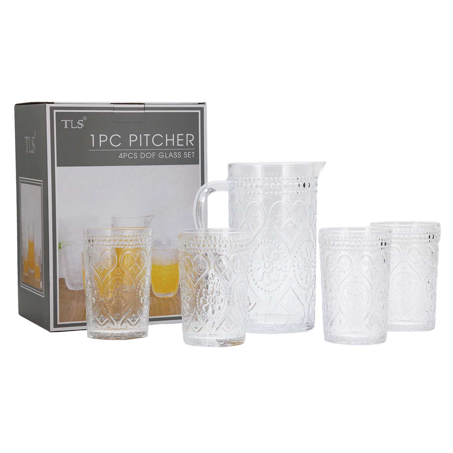 Glass Set 1xPitcher&4xDofGlassClear(1/4)