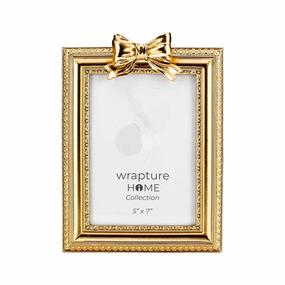 PhotoFrameSq w/Bow 5x7Inch-Gold (9/18)