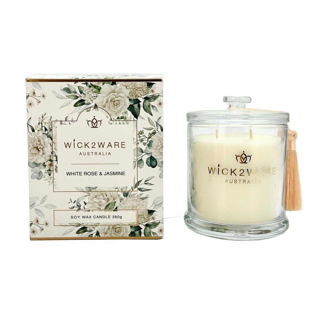 W2W Candle Jar 380g-WhtRose&Jasmine12/12