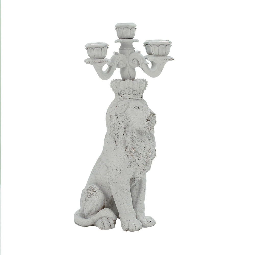 Candle Holder Lion 21x19x35.2cmWht(1/4)