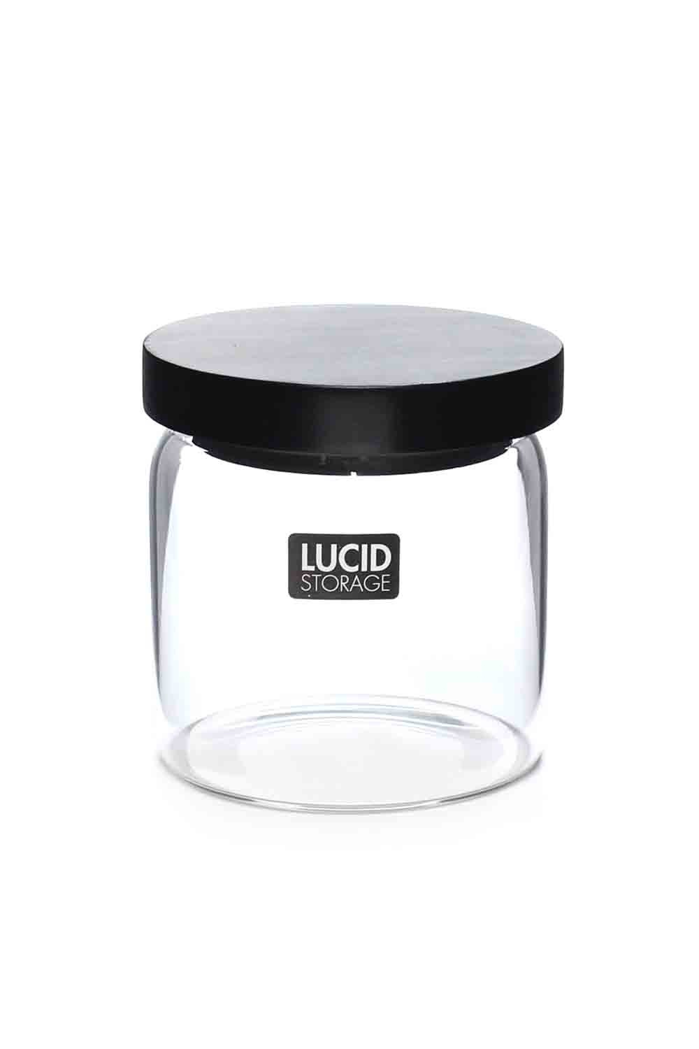 Glass Jar Blk Lid 600ml 10x10cm (24/24)
