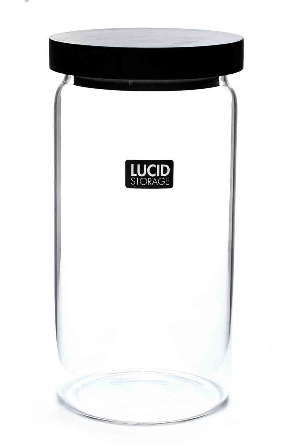 Glass Jar Blk Lid 1300ml10x20.1cm(12/12)