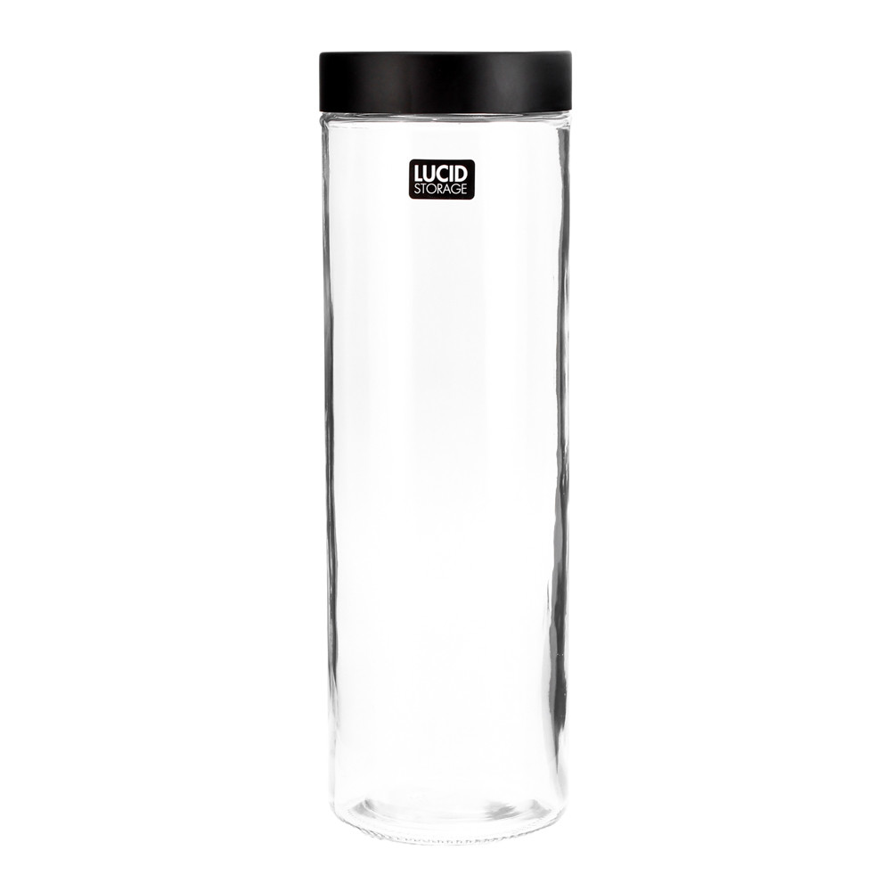Glass Bottlew/Blk Lid10x30.5cm1.9L-12/12