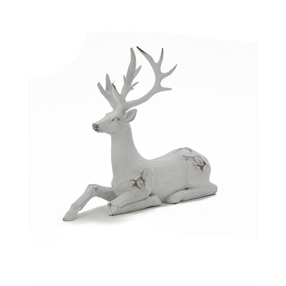 Deco Crouching Deer 22.5x8x20cm-Wht(1/8)