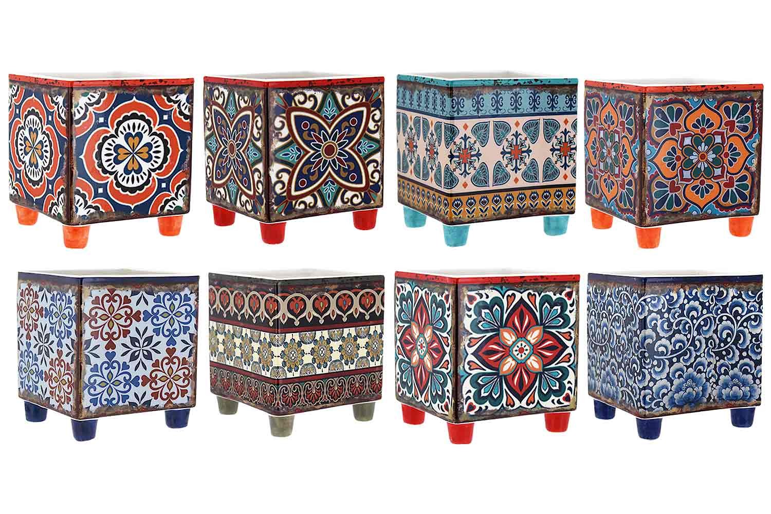 PotSq w/Feet 12.8x12.8x14.8cm-8Mix(1/12)