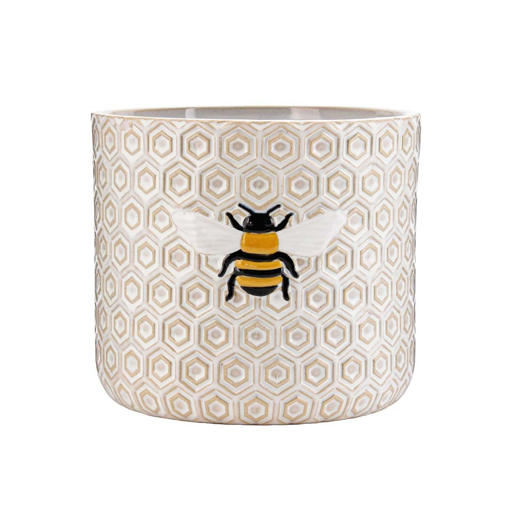 Pot Bee Motif 16.6x14.8cm-White(1/12)