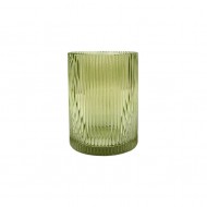Glass VaseStripeSprayGreen14x10.6cm(1/8)