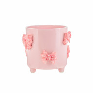 Pot w/Pink Bow 14x12.3x10.8cmH(1/24)