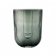 GlassVaseUShapeGryStripe23x16.8x8cm(1/8)