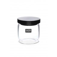 Glass Jar Blk Lid 600ml 10x10cm (24/24)