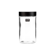 Glass Jar w/Blk Lid 10x10x18cm 1L(24/24)