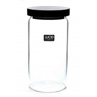 Glass Jar Blk Lid 1300ml10x20.1cm(12/12)
