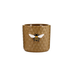 Pot Bee Motif 10.5x9.4cm -Brown (4/24)